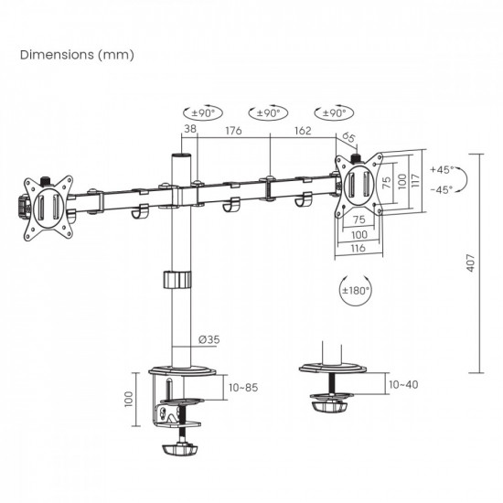 Double MMonitor Desk Holder MC-754N