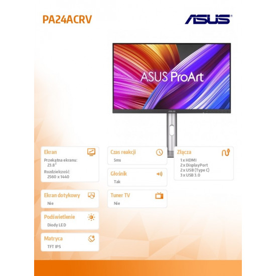 Monitor 24 inches PA24ACRV BK/5MS/EU/DP/HDMI/USB-C/SPEAKERS