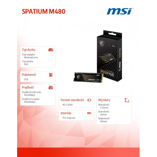 SSD drive SPATIUM M480 2TB M.2 PCIe4 7400/7000MB/s