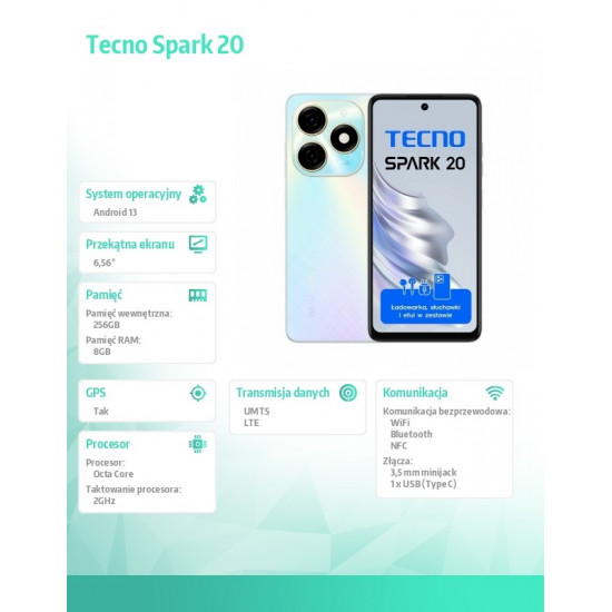 TECNO SPARK 20 KJ5n 256+8 Cyber White