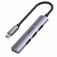 HUB USB-C 3x USB-A 2.0 1x USB-A 5 Gbps alu