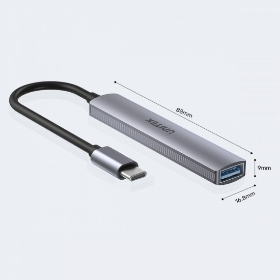 HUB USB-C 3x USB-A 2.0 1x USB-A 5 Gbps alu