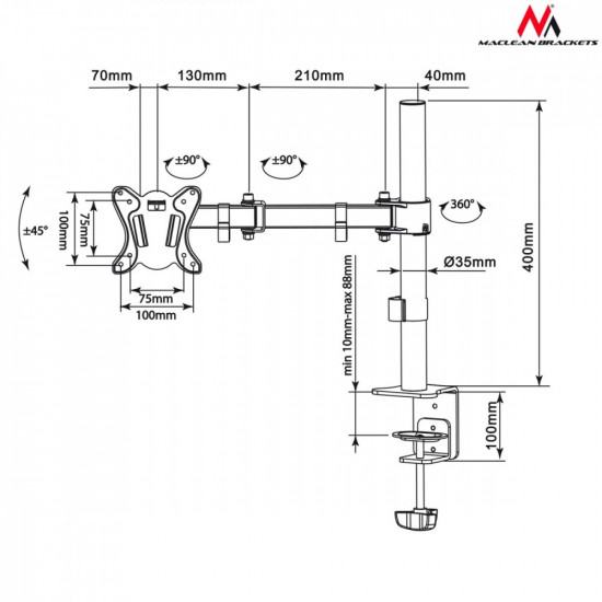 Mount desktop to the monitor LCD MC-690 13-27 8kg