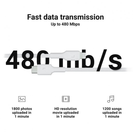 Kabel PowerStream USB-C do Lightning 1m MFI, PD, bia y