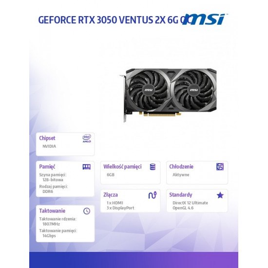 RTX 3050 VENTUS 2X OC 6GB GDDR6 96bit