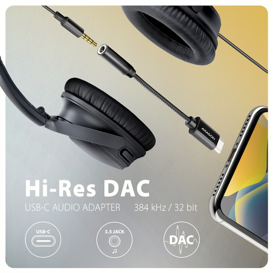 ADA-HC External USB-C Sound Card 32bit DAC 3.5mm (F) connector, 384kHz