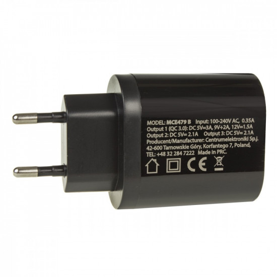 Universal 3xUSB quick charger Maclean MCE479B