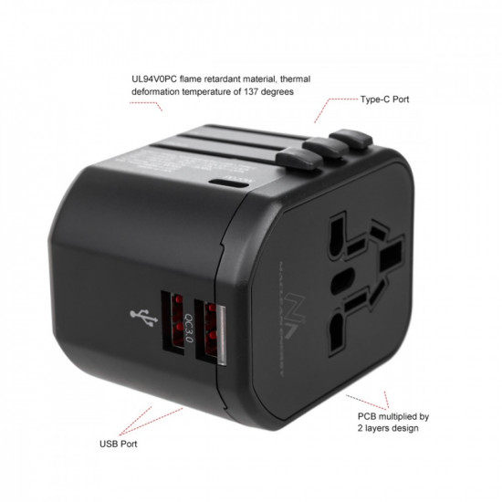 Travel adapter socket MCE238N EU US AUS UK