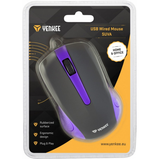 USB wired mouse, 3 buttons, rubberized surface