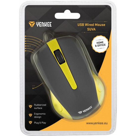 USB wired mouse, 3 buttons, rubberized surface