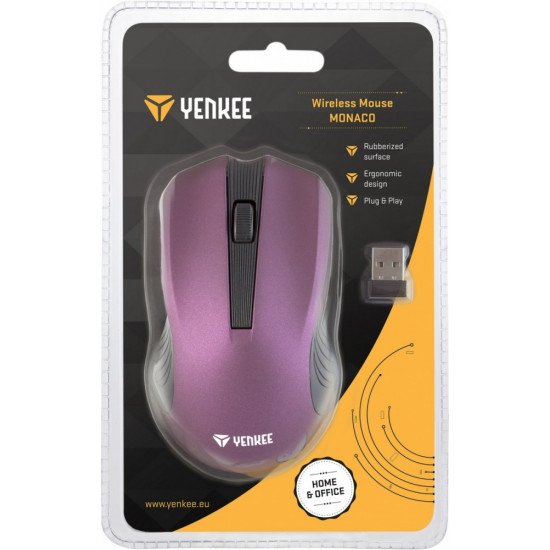 2.4GHz optical symmetrical wireless mouse, 3 buttons, Purple