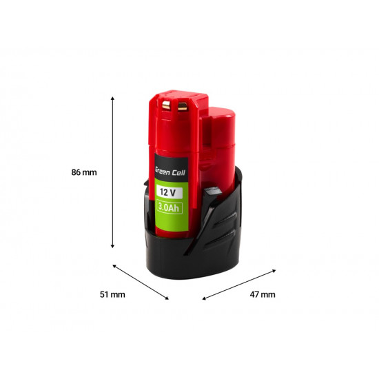 Battery for Milwaukee M12 12V 3Ah replacement M12 B3 4932451388