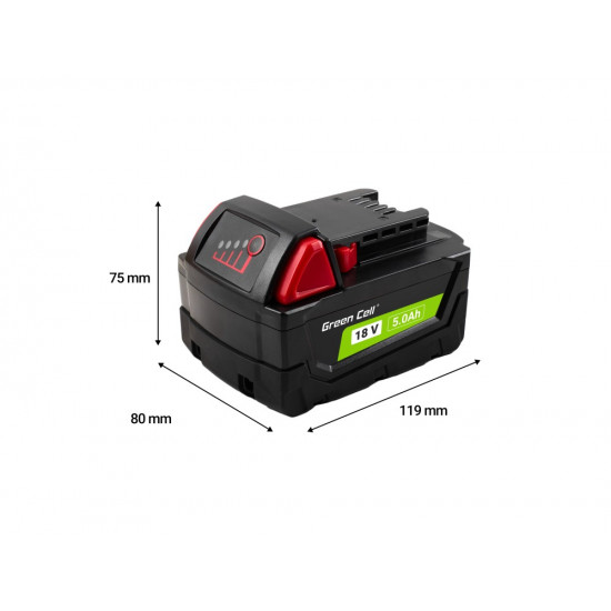 Battery for Milwaukee M18 18V 5Ah replacement M18 B5 4932430483