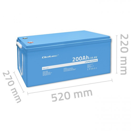 LiFePO4 battery 25.6V, 200Ah, BMS