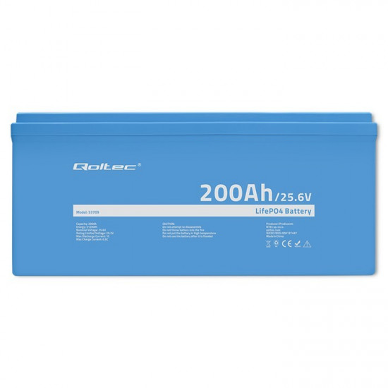 LiFePO4 battery 25.6V, 200Ah, BMS