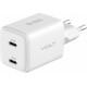 USB C mains charger 2x18W 3A Power delivery 3.0 QC3.0 White