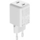 USB C mains charger 2x18W 3A Power delivery 3.0 QC3.0 White