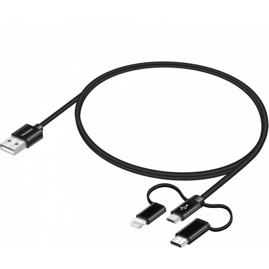 Cable USB A-USB C 3w1 1m