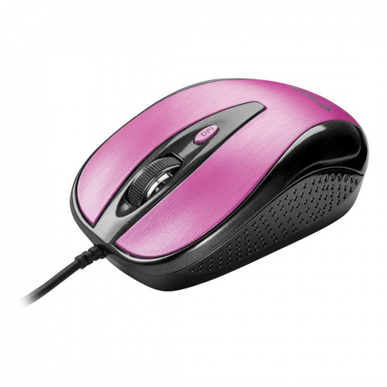 Wired mouse USB, 4 buttons, optical, symmetrical, Optic 2400DPI Pink