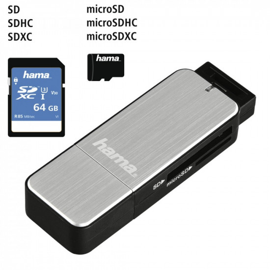 Card reader SD/microSD USB 3.0 silver