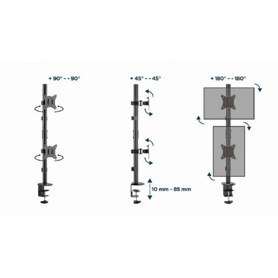 Mounting arm 2 monitors vertical 17-32 inch 9kg