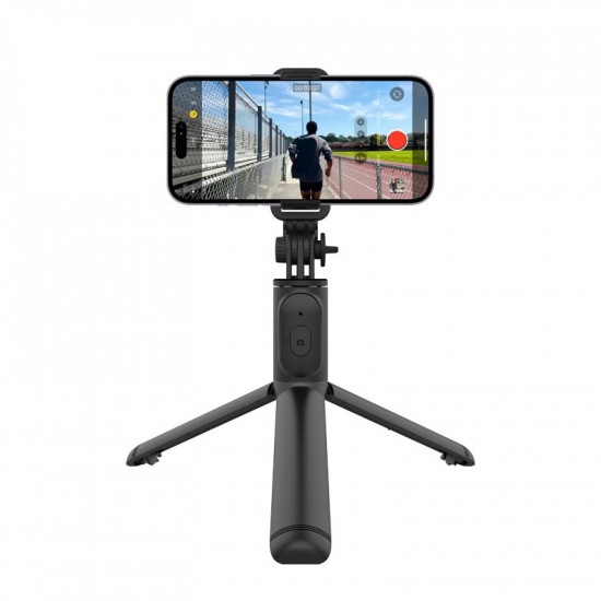 Compact selfie stick Bluetooth tripod black