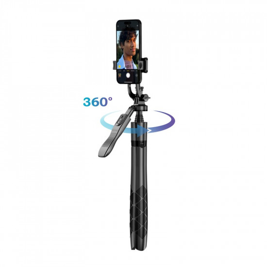 Aluminium selfie stick Bluetooth tripod black