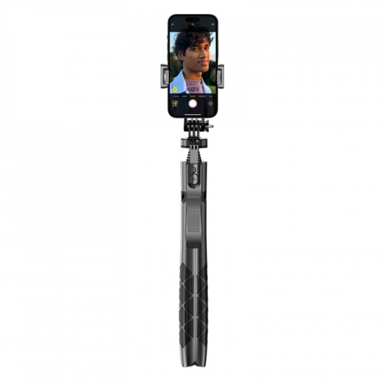 Aluminium selfie stick Bluetooth tripod black