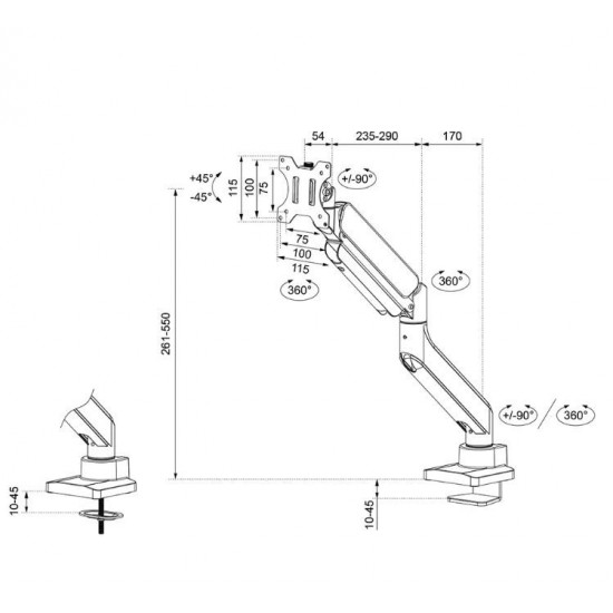 Uchwyt DS70PLUS-450BL1 17-49 cali/1-18kg/75x100mm