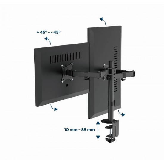 Desk mounted double monitor arm 17-32 inches 9kg