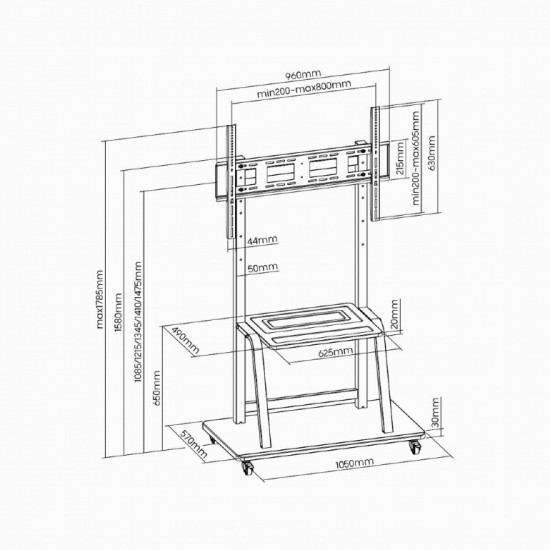 TV rack 37-100 inches on wheels