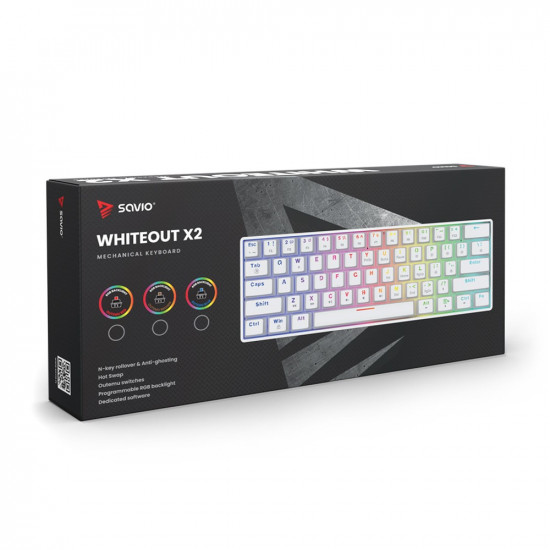 Keyboard Whiteout X2 Red Outemu, SAVIO