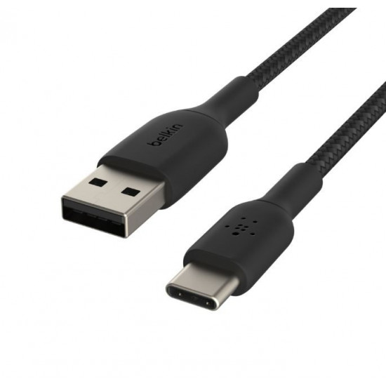 Cable Braided USB-C USB-A 2m Black