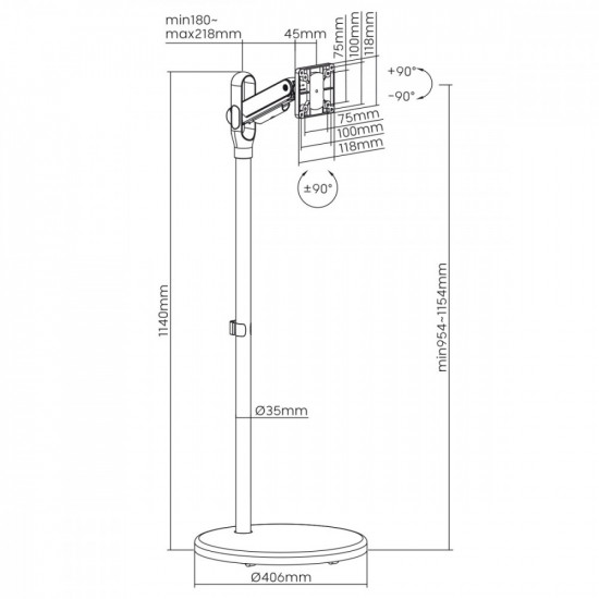 Mobile TV Monitor stand 17-35& 39 MC-970W