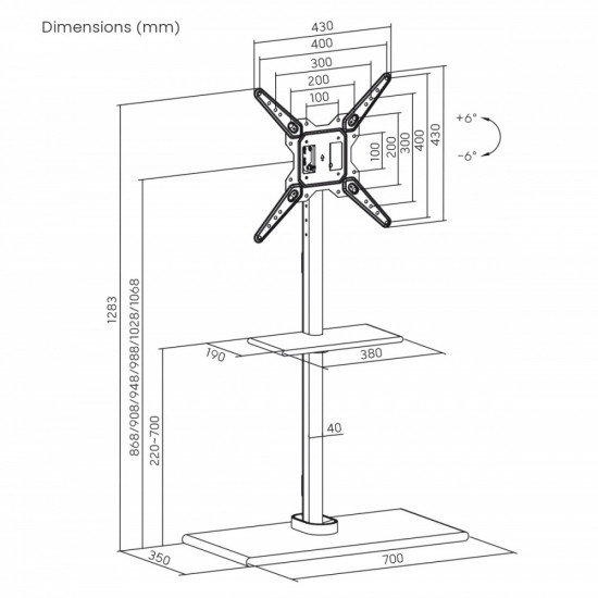 TV stand with bracket 23-55& 39 35kg MC-972