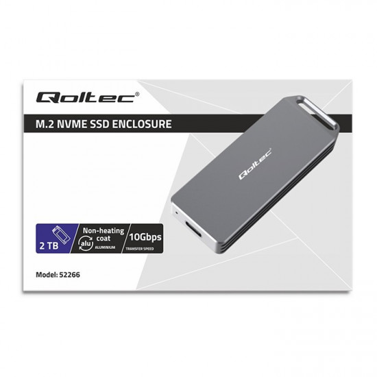 Enclosure mini for M.2 SSD | NVMe | PCIe | USB3.1 | Super speed10Gb/s | 2TB | Silver