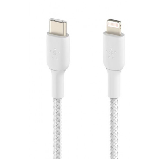 Cable Braided usb-c lgihtnint 1m white