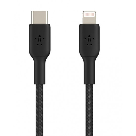 Cable braided USB-C Lightning 2m black