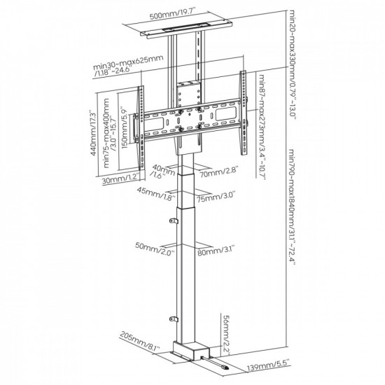 Smart electric TV lift TUYA MC-866T 37-80 inches