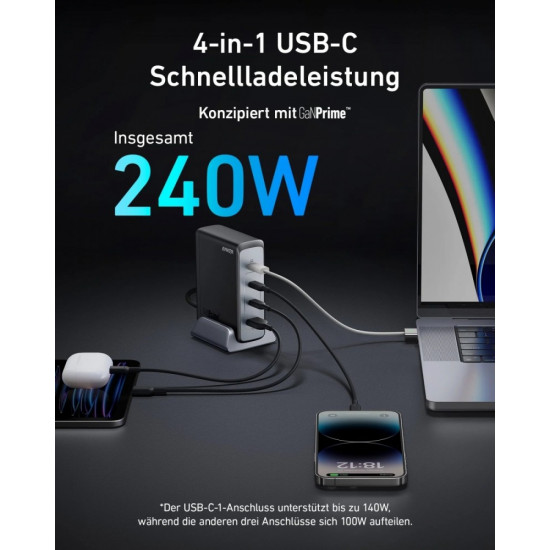 Anker 749 GaNPrime 240W USB-C x 3 USB-A x 1