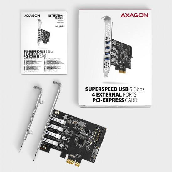 AXAGON PCEU-43RS PCIe A dapter 4x USB3.0 UASP V