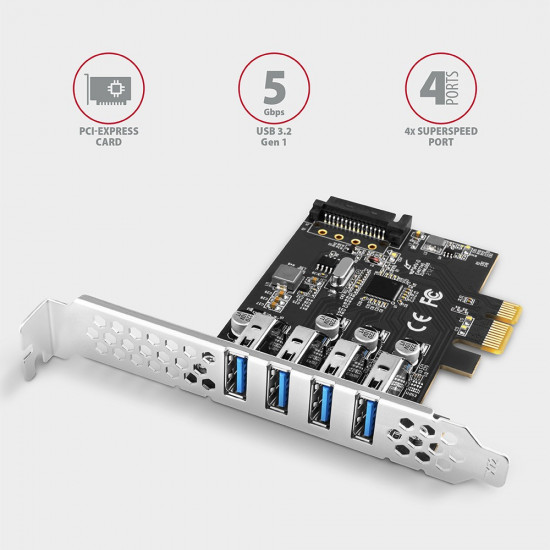 AXAGON PCEU-43RS PCIe A dapter 4x USB3.0 UASP V