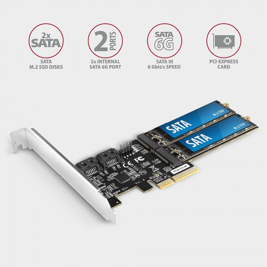 AXAGON PCES-SA4M2 PCIe controller 2x port + M.