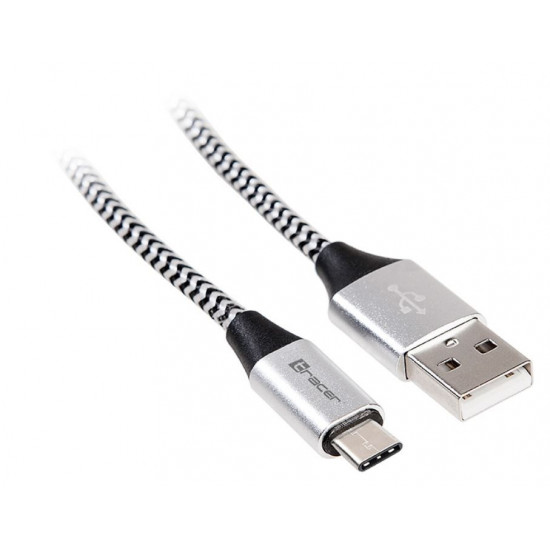 Cable USB 2.0 wire TYP E-C A Male 1.0m black-silver