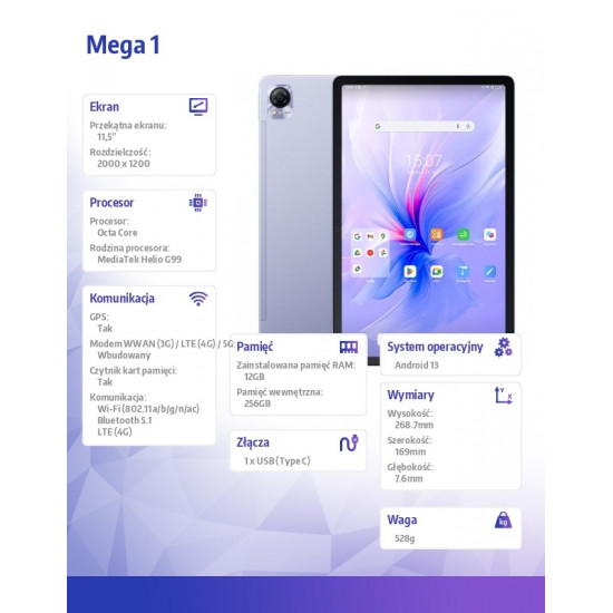 Tablet Blackview MEGA1 12/256GB Purple