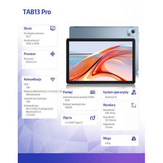 Tablet TAB13 Pro 8/128 LTE Blue