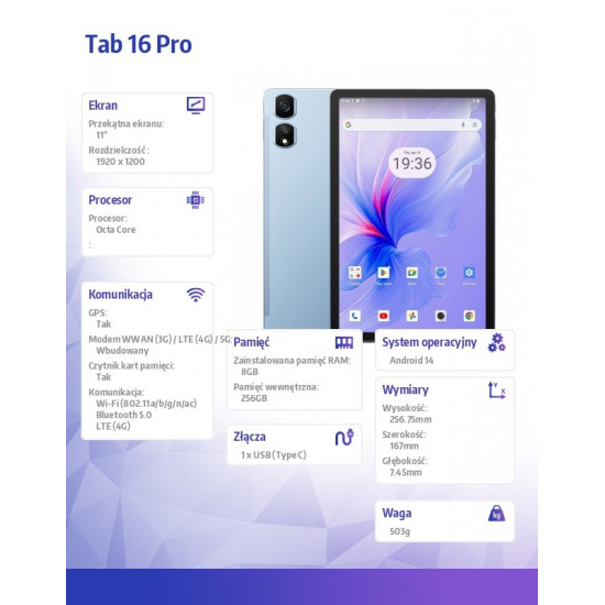 Tablet Blackview TAB16 Pro 8/256GB Blue