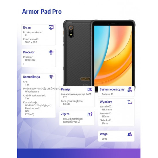 Tablet Armor Pad Pro 8/128GB black