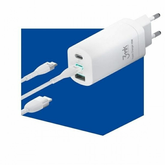 Charger 65W 2xUSB-C + USB-A GaN PD QC