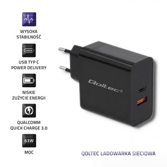 Charger 63W 5-20V, 1.5-3A, USB C